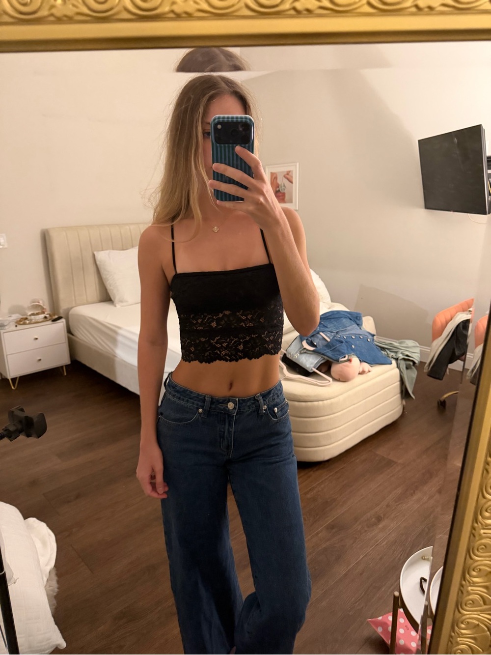 Urban Outfitters Black Lace Cropped Camisole